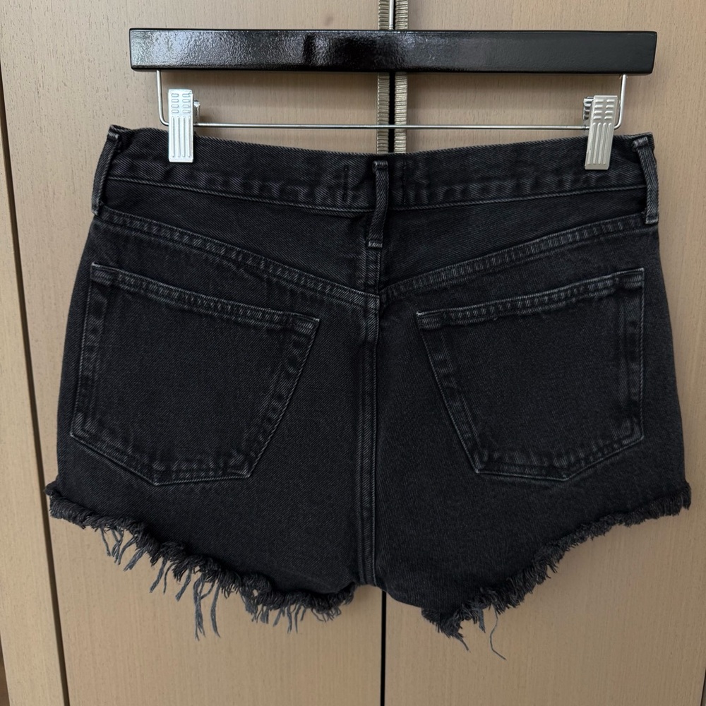 AGOLDE Parker Black Denim Frayed Hem Women Shorts, 26 - Picture 3 of 5